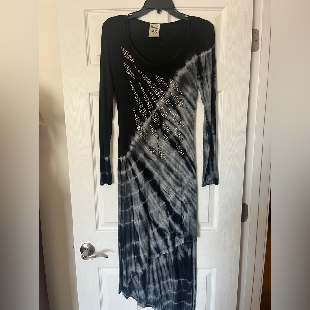 Vocal Studded Tie-Dye Asymmetrical High/Low Dress / Tunic Grunge Y2K– Size Small